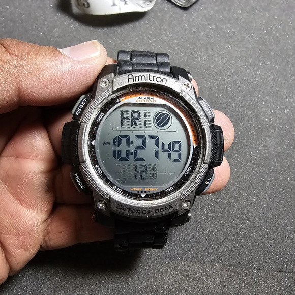 Armitron Pro-Sport Digital Watch Men Black  100M Chronograph Working 40/8252 wit - Picture 1 of 9